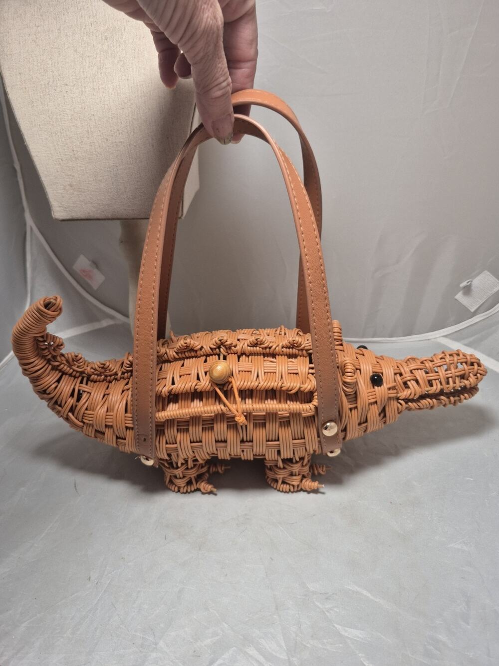 💥 Rare Tommy Bahama Bag Wicker Alligator Crocodile Shoulder Purse Bag
